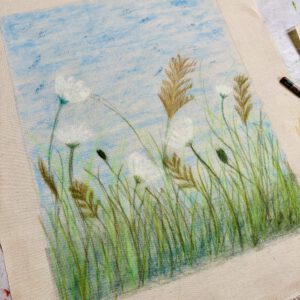 Pastellkreide auf selbstgebauter Leinwand<br> Workshop