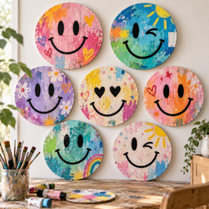 Gestalte deinen Smiley auf Leinwand <br>(Herbstferien 22.10.)<br/> (5-12 Jahre)