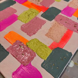 Acryl, Strukturpaste und Blattgold auf Leinwand